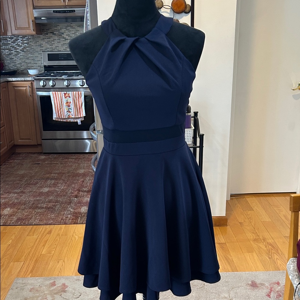 Emerald Sundae Navy Halter Mini Dress